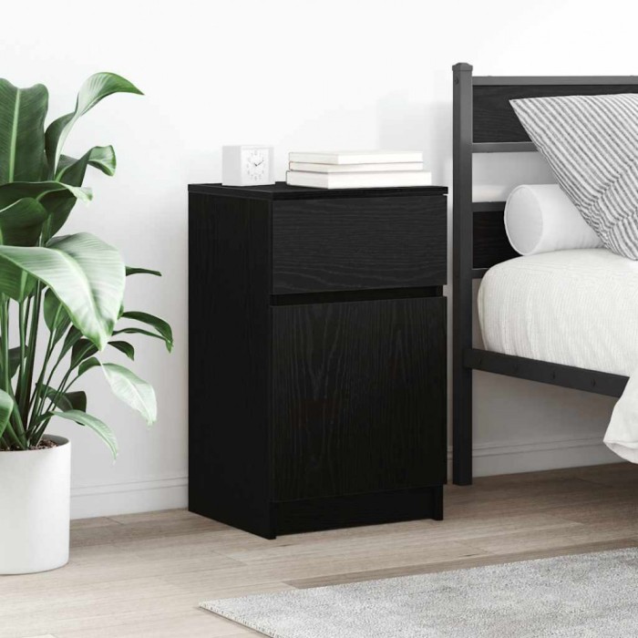 Gossi noptiere, 2 buc., negru, 39x35x65 cm, lemn prelucrat