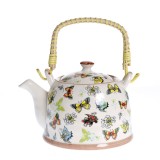 Ceainic din ceramica cu model floral si fluturi 800 ml