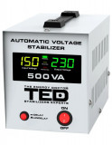 Stabilizator tensiune 300W 230V cu 2 iesiri Schuko si sinusoidala pura + ecran LCD cu valorile tensiunii, TED Electric, Oem