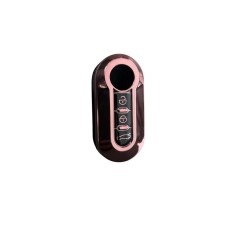 Husa Cheie Briceag Compatibila cu Fiat 500, 3 Butoane, Roz, Tpu