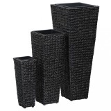 Set 3 Gossi Straturi Inaltate Zambila Apa, Negru, Ghivece Interioare Plastic, Gradina, Interior, 30x30x80cm, 21x21x60cm, 15x15x40cm