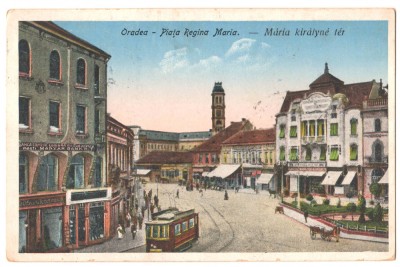SV * ORADEA * Bihor * PIATA REGINA MARIA * 1927 * tramvai * animata foto
