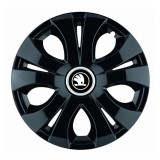 Set 4 Capace Roti pentru Skoda Nou Alb-Negru, model Top Black, R15