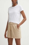 Adidas Originals pantaloni scurti din bumbac culoarea bej, neted, high waist, IT4288