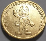 10 ruble 2018 Rusia, Winter Universiade Krasnoiarsk 2019, unc, Mascota, Europa