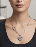 Cumpara ieftin Colier din Argint 925 Mosaic Pave Heart , Eleganta Urbana E i Stralucire Statement