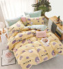 Lenjerie de pat pentru o persoana cu husa elastic pat si fata perna patrata, Kallista, bumbac mercerizat, multicolor
