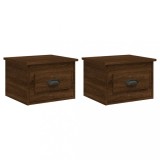 Cumpara ieftin Noptiere de perete, 2 buc., stejar maro, 41,5x36x28 cm