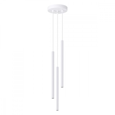 Lampă Suspendată Arche Alb Oțel 3 Becuri Tub Modern De Interior foto