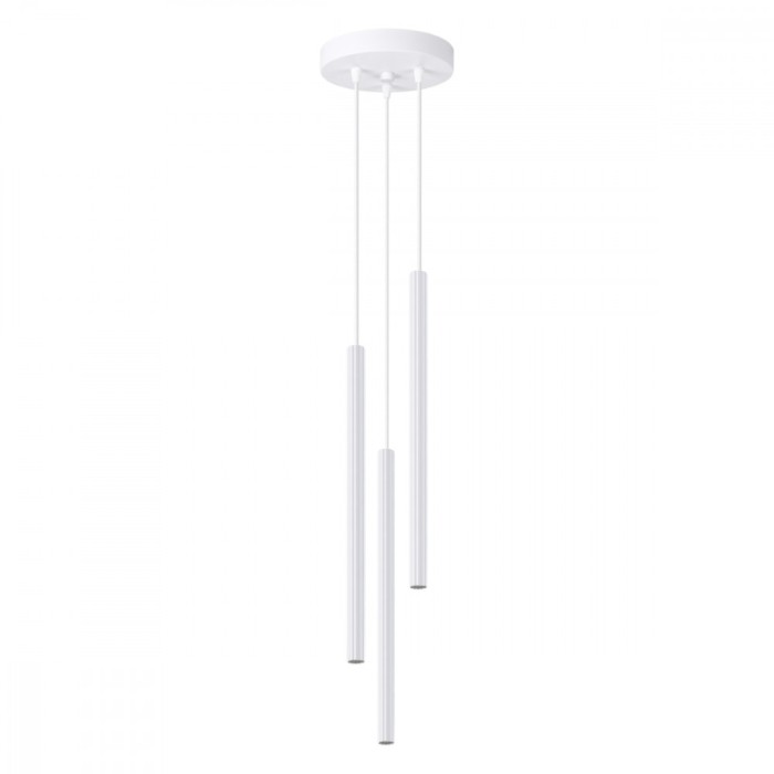 Lampă Suspendată Arche Alb Oțel 3 Becuri Tub Modern De Interior