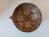 Bol ceramic inceput secol 20, Africa de Nord, motiv tribal Berber, 17cm diam.