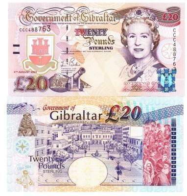 Gibraltar 20 Pounds 2004 P-31 UNC foto