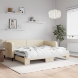 Cumpara ieftin Pat de zi cu extensie, crem, 90x200 cm, textil