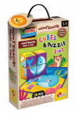 Cumpara ieftin Puzzle din lemn 2 in 1, Lisciani, Baby Montessori, Cuburi, 28 piese