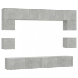 Cumpara ieftin Set dulap TV, 8 piese, gri beton, lemn prelucrat