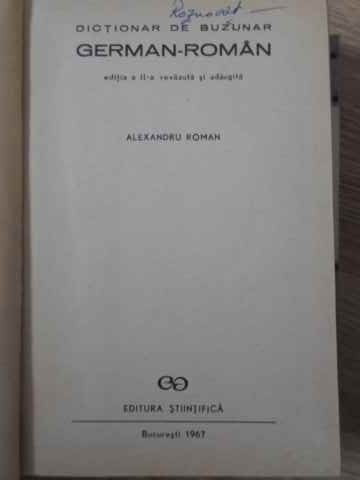 DICTIONAR DE BUZUNAR GERMAN-ROMAN-ALEXANDRU ROMAN