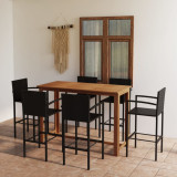 Set mobilier bar de gradina, 7 piese, negru