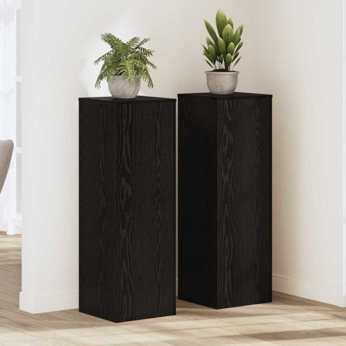 vidaXL Suport pentru plante 2 pcs Stejar negru 33 x 33 x 100 cm 3365606