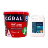 Vopsea superlavabila, interior, Coral antibacterian si antimucegai, alba, 15 L + amorsa speciala Coral 4 L