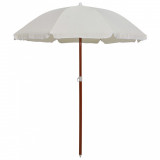 Umbrelă de soare cu st&acirc;lp din oțel, nisipiu, 180 cm, vidaXL