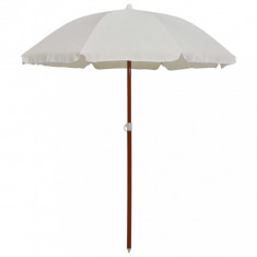 Umbrela de soare cu stalp din otel, nisipiu, 180 cm
