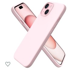 Husa silicon antisoc cu microfibra interior pentru Iphone 15 Plus Roz