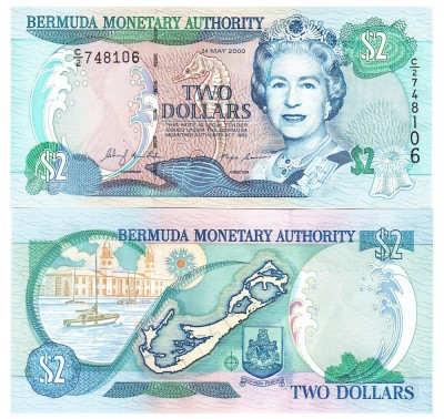 Bermuda 2 Dollars 2 000 P-50a UNC foto