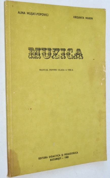 Manual pentru clasa a VIII-a Muzica 1985