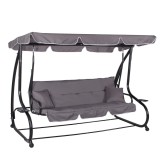Balansoar Gradina 4 Locuri Gri Springos Linda 220x120x162cm, Functie Pat, Metal, Max 320kg