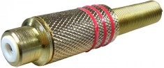 Conector RCA mama, rosu, metalic - 122252