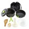Set vase pentru camping, 9 elemente, aluminiu/plastic, negru