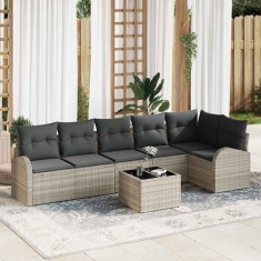 vidaXL Set de canapele pentru grădină 7 pcs Gri deschis Rattan poli 3346072
