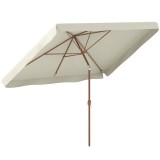 Outsunny Umbrelă de Grădină 2x3 m &Icirc;nclinabilă cu Deschidere cu Manivelă, Ventilare și Margini Plisate, Anti UV 50+, Aluminiu și Poliester 180 g/㎡, Bej