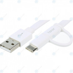 Cablu de date USB 2 în 1 Huawei tip C alb AP55S de 1,5 metri
