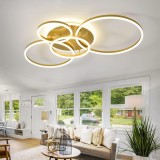 Lustra LED cu Telecomanda DARIO, 4 cercuri, 103W, Lumina Calda/Rece/Neutra, Dimabila, Auriu ModernLight Concept