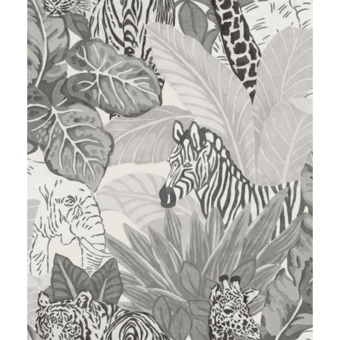 Noordwand Tapet Good Vibes Jungle Animals, gri și negru 440443