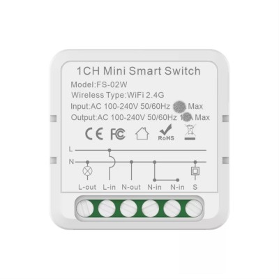 Mini Releu 1 Canal inteligent Wi-Fi, programabil, Compatibil cu app Tuya, Smart Life, Control vocal, Alexa, Amazon,Google Home,10A @SmartWiz smw62 foto