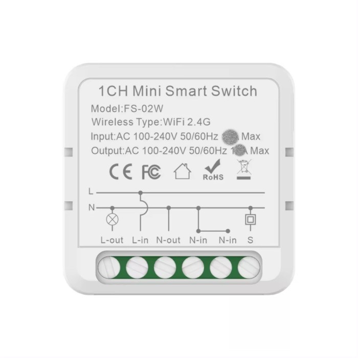 Mini Releu 1 Canal inteligent Wi-Fi, programabil, Compatibil cu app Tuya, Smart Life, Control vocal, Alexa, Amazon,Google Home,10A @SmartWiz smw62
