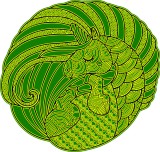 Cumpara ieftin Sticker decorativ, Mandala, Unicorn, Verde, 63 cm, 7361ST-1, Oem