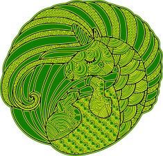 Sticker decorativ, Mandala, Unicorn, Verde, 63 cm, 7361ST-1 foto