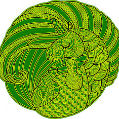 Sticker decorativ, Mandala, Unicorn, Verde, 63 cm, 7361ST-1