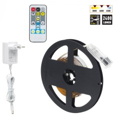 Bandă LED Autocolantă, 5M, 60LED/m, Lumini Albă Multitemperatură, Telecomandă Inclusă, A++