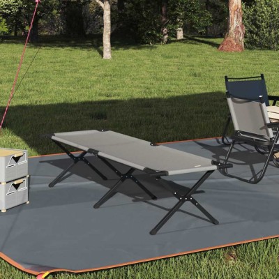 vidaXL Pat pliabil pentru camping Manual Gri Tafeta Oxford foto