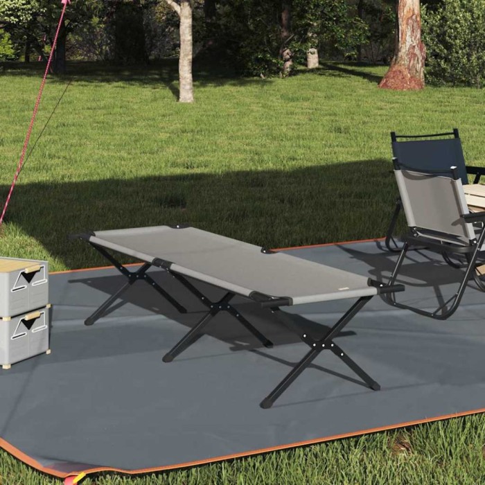vidaXL Pat pliabil pentru camping Manual Gri Tafeta Oxford