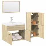 vidaXL Set mobilier de baie, 4 piese, stejar sonoma, lemn prelucrat 3325008