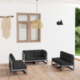 vidaXL Set mobilier de grădină cu perne, 6 piese, lemn masiv de pin 3076461