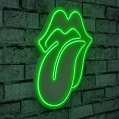 Decoratiune luminoasa LED, The Rolling Stones, Benzi flexibile de neon, DC 12 V, Verde