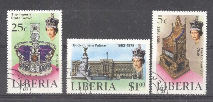 Liberia 1978 Elizabeth silver coronation used DE.107