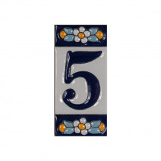 Numar Casa, Cifra 5, Flamenco, Multicolor, Ceramica, 7.5X3.5 cm, Hand Made