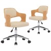 Scaune pivotante de masa, 2 buc., crem, lemn curbat &amp; piele eco